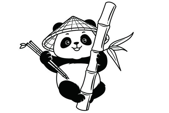 卡通熊猫线稿