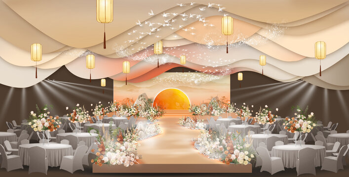 橙色中式婚礼效果图