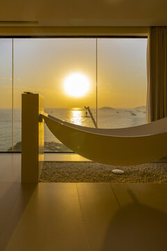 夕阳海景浴缸