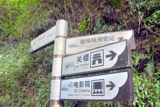 四川剑门关风景区指示路牌
