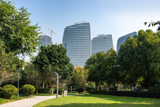 城市园林现代建筑街景