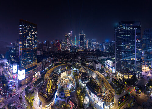 广州天环夜景航拍全景