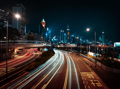 香港CBD交通夜景