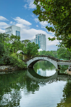 武汉中山公园小桥流水园林景观