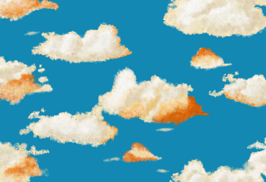 蓝天白云云朵背景墙
