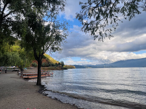 风景曙暮光云湖河流户外天空