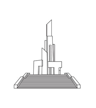 手绘建筑石家庄解放纪念碑线稿