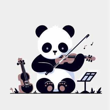 音乐熊猫卡通创意