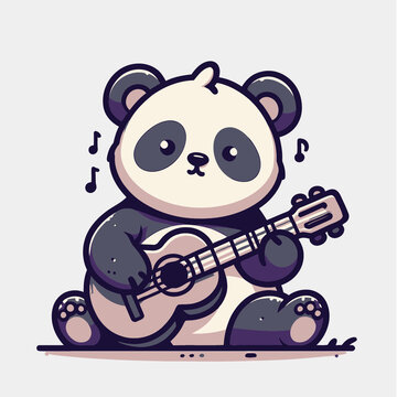 可爱弹吉他熊猫