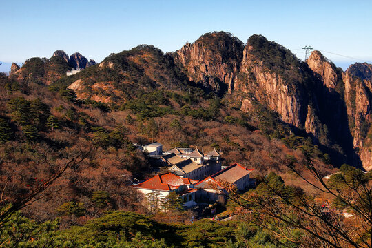 黄山登山黄山山峦景色