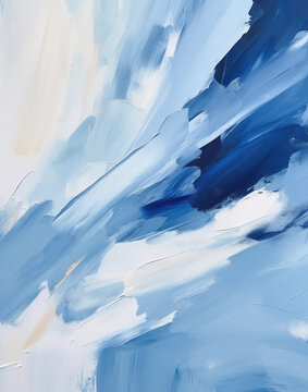 蓝色轻奢油画手绘欧美现代抽象