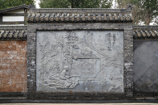 听墙根儿砖雕枫香湖公园立体浮雕