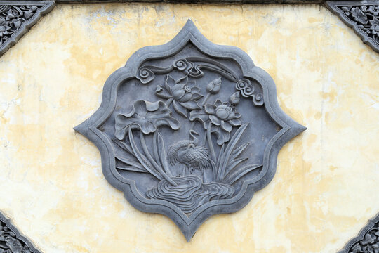 荷花砖雕枫香湖儿童公园立体浮雕