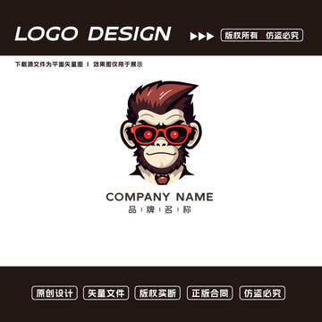 卡通猴子logo标志