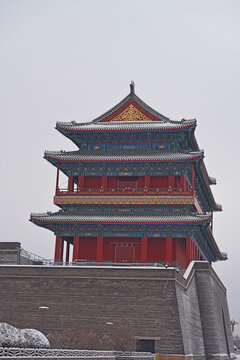 北京正阳门城楼雪景