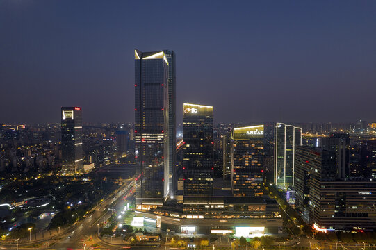 南京新鸿基国金中心航拍夜景