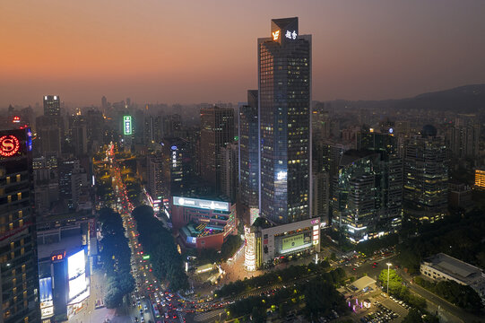 广州维多利广场城市风光航拍夜景