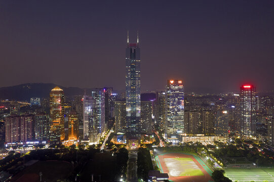 广州天河北城市风光航拍夜景