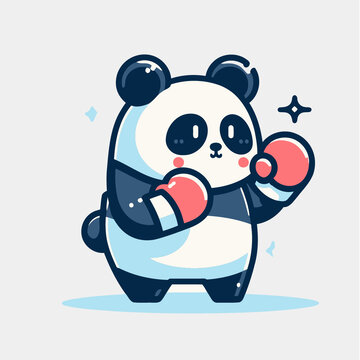 拳击熊猫卡通形象