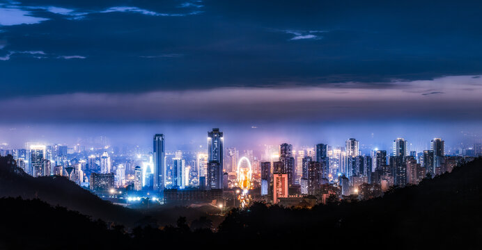 广西柳州城市夜景远眺