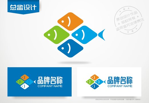 鱼logo海鲜标志