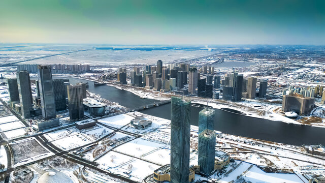 城市雪景