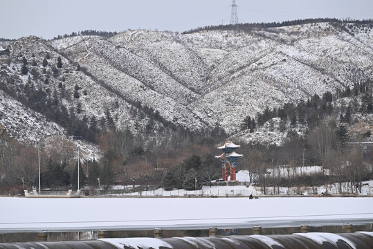 张家口赤城县白河湾公园冬季雪景