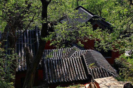 花果山寺庙中式屋檐屋顶