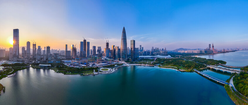 深圳湾天际线航拍全景