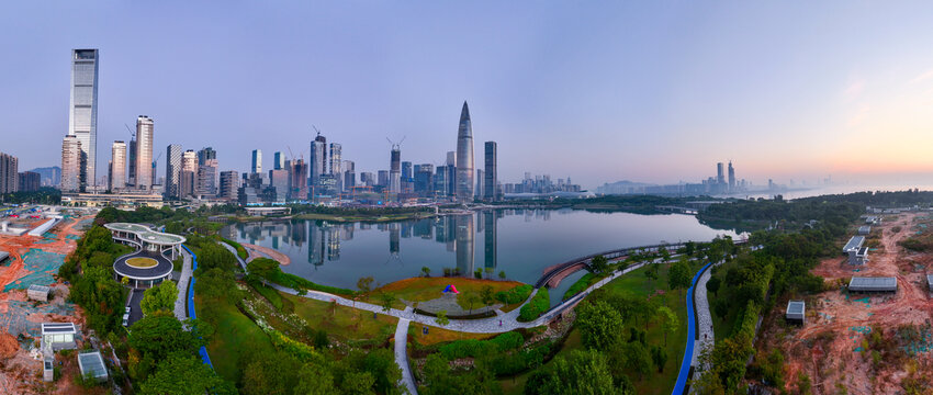 深圳湾天际线航拍全景