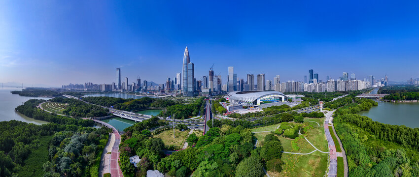 深圳湾天际线航拍全景