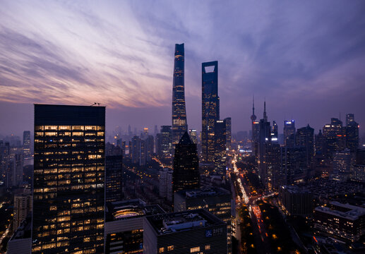 上海陆家嘴夜景航拍