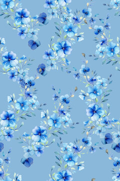 蓝色小碎花印花图案