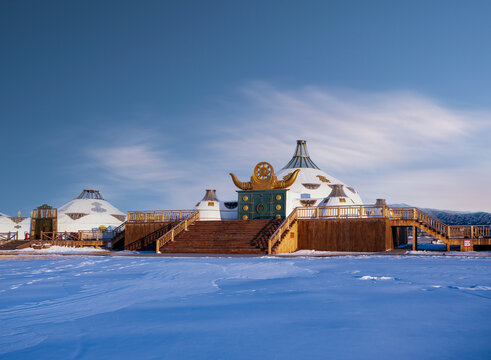 蒙古包冬季雪景