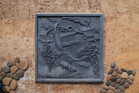 农耕图砖雕枫香湖公园立体浮雕