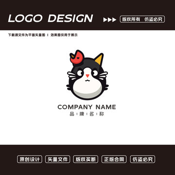 卡通小猫logo标志