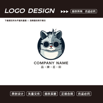 卡通小猫logo标志