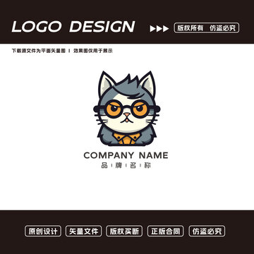 卡通猫logo标志