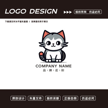 卡通小猫logo标志