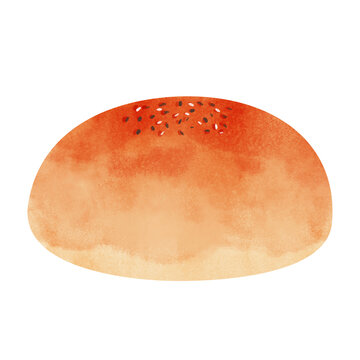 红豆面包水彩风手绘食物