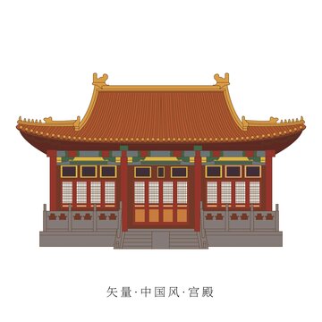 卡通古建筑宫殿插画元素