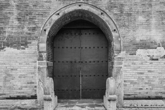 古代城门黑白怀旧老照片