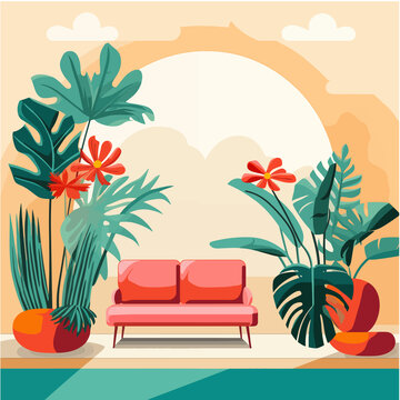 沙发和植物