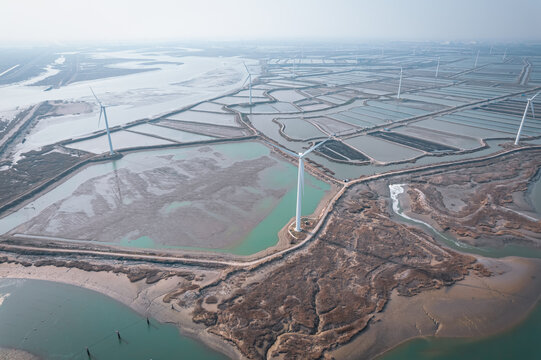 江苏南通通州湾风力电场航拍