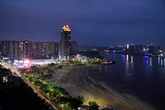 湛江金沙湾城市风光夜景