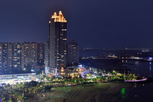 湛江金沙湾城市风光夜景