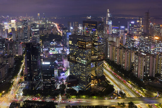 深圳南山高新园航拍风光夜景