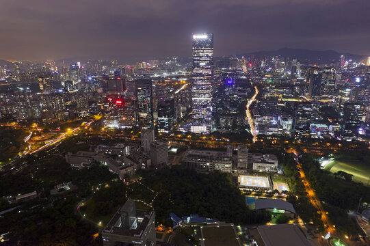 深圳南山汉京中心航拍风光夜景