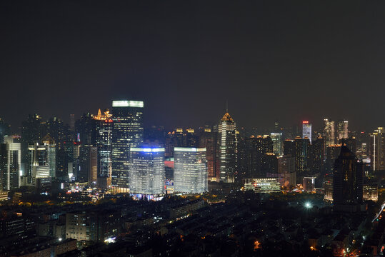 上海浦东陆家嘴中心城市风光夜景