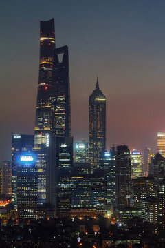 上海浦东陆家嘴城市风光夜景